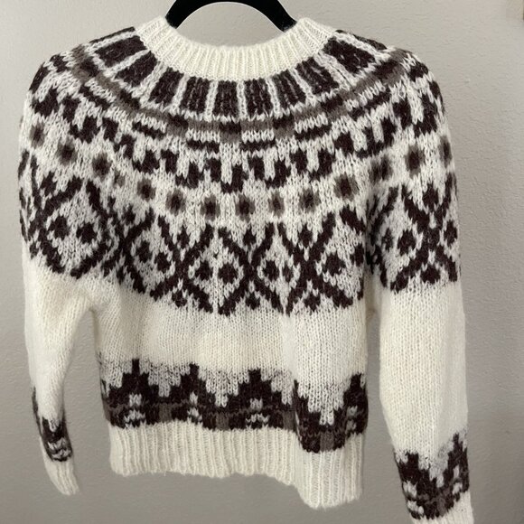 FRAME NWT WHITE ALPACA FAIR ISLE SWEATER SIZE L - Picture 4 of 14